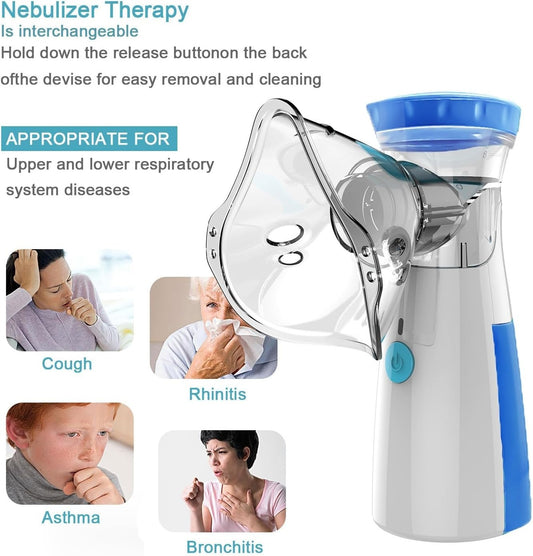 Portable Mesh Nebulizer USB & Battery Operated | Mini Nebulizer With Mask | Personal Inhaler for Efficient Respiratory Care